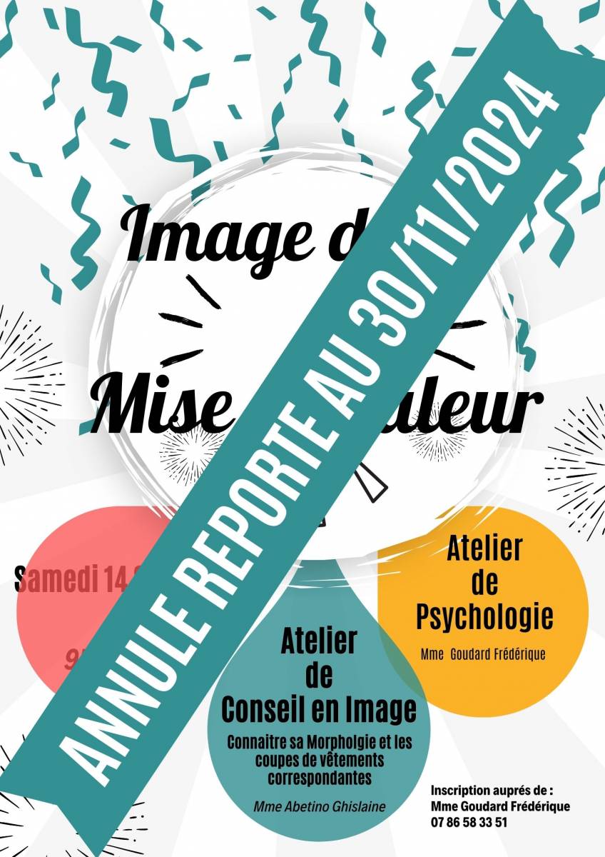 Atelier de conseils en image et estime de soi 30 novembre à 9h 30